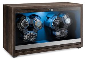 Klarstein Brienz 6, механизъм за навиване на часовници, 6 часовника, 4 режима, дървен вид, синя вътрешна светлина