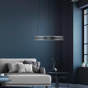 PURE LED висяща лампа E-Loop, мистично сиво, Ø 50 cm, алуминий, CCT, Затъмняване, Сив, Дневна/трапезария, Метал, Модерен