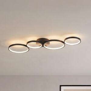 Lindby LED таванна лампа Evengeline, черна, алуминий, 88 см, Черен, Дневна/трапезария, Метал, Модерен