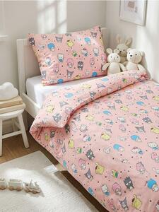 Sinsay - Памучен комплект спално бельо Hello Kitty - пастелнорозово
