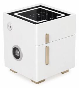Интелигентно нощно шкафче с безжично зареждане, LED осветление, 1 чекмедже за съхранение, сейф, USB и Type-C портове и Bluetooth високоговорител 10W – бяло, модерен дизайн от стъкло и дърво
