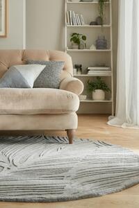 Килим Лино Лийф Сив 160X160 см, кръгъл, Flair Rugs