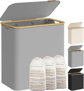 Сив кош за пране Songmics 60x38.5x38.5x70.5 cm