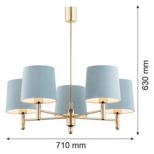 Brilagi - Полилей на прът MONTE 5xE27/60W/230V син/златист