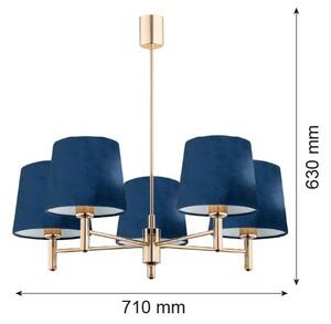 Brilagi - Полилей на прът MONTE 5xE27/60W/230V син/златист