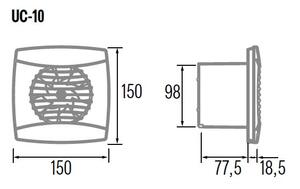 CATA Вентилатор UC-10 ф100мм, цвят Черен, 110м3/ч/ч, 8W, 26dB комплект с клапа - C01256000
