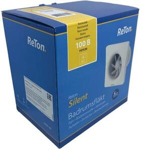 ReTon Вентилатор Silent HT ф100мм, цвят Бял, 83м3/ч, 5.2W, 25dB, сензор за влага и клапа - V197532