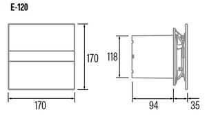 CATA Вентилатор E-120GTHBK HYGRO ф120мм, цвят Черен, 210м3/ч, 11W, 33dB - C00901602