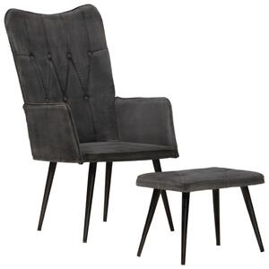 Sonata H Wingback стол с табуретка, черен, винтидж, канава