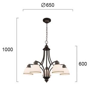 Полилей на кабел CLAIR 5xE27/60W/230V Ø 65 см бронзов