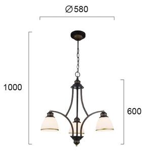 Полилей на кабел CLAIR 3xE27/60W/230V, Ø 58 см, бронзов