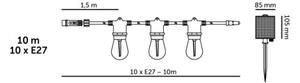 LED димируем соларен гирлянд STARLIGHT NEO 10xE27/3,7V 2700K IP54 1200 mAh 11,5m + ДУ