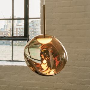 Tom Dixon LED висяща лампа Melt, Ø 28 cm, бронзов цвят, Затъмняване, Бронзов / античен месинг, Дневна/трапезария, Пластмаса, Дизайн