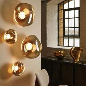 Tom Dixon LED стенна лампа Melt, Ø 29 cm, бронзов цвят, Затъмняване, Бронзов / античен месинг, Дневна/трапезария, Пластмаса, Дизайн
