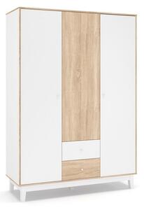 Шкаф Awell с 3 врати Цвят Сонома-Бял 153.5x54.5x216 см