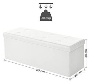 Пейка с кутия за съхранение за антре, Songmics, Бяла, 110x38x38 см