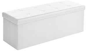 Пейка с кутия за съхранение за антре, Songmics, Бяла, 110x38x38 см