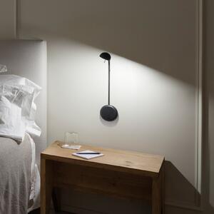 Vibia Pin 1680 LED стенна лампа, 39 cm, черна, Черен, спалня, Метал, Модерен