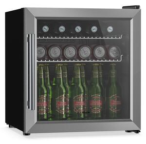 Klarstein Хладилник за напитки Beersafe със стъклена врата | 44 x 48 см | Вътрешно LED осветление | Сребрист