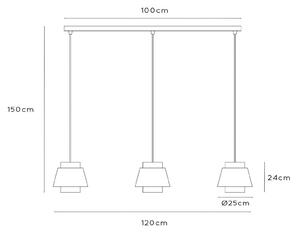 Висящо осветително тяло Tribute, 3 светлини, линейно, текстил, бежово