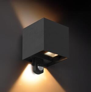 Brilagi - LED външна стенна лампа със сензор CUBE LED/6W/230V, черна