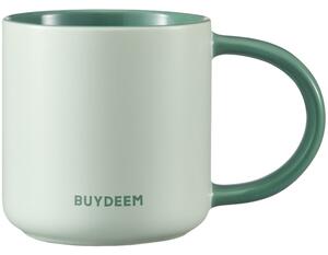 Керамична чаша за чай и кафе Buydeem CD1018-CG, 350 мл, Плоско дъно, Вътрешна мерителна скала, Високотемпературна керамика, Зелен