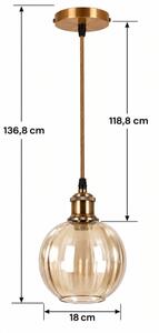 BRILAGI -LED Висяща лампа на кабел RETRO GLASS 1xE27/60W/230V Ø 18 см златист/димчато кафяво