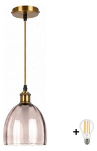 BRILAGI-LED Подвесен полилей на кабел RETRO GLASS 1xE27/60W/230V Ø 17 см златисто/димно бежово