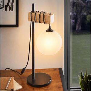 BRILAGI - Настолна лампа WOOD GLASS 1xE27/40W/230V кафява/черна/бяла
