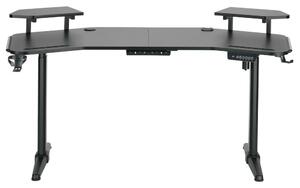Компютърно бюро Nitro Concepts Nemesis Rise and Play, 1600 x 800 x 720-1200 mm, поставка за слушалки и напитка, повдигнати поставки за монитори, два кабелни отвора, черно