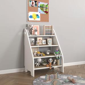 MONTESSORI етажерка за книги и детски играчки - сонома + бяло