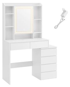 Тоалетна масичка с осветено огледало Vasagle White 97,5x40x145 cm