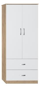 Гардероб с 2 врати и 2 чекмеджета Zelia White 79x42x180 cm