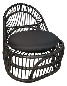 Фотьойл с възглавница Tromso Boho Black 80x85x98 cm