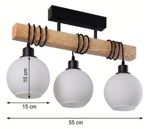 Brilagi - Прикрепен полилей WOOD GLASS 3xE27/60W/230V бор/черен/бял
