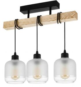 Brilagi - Повърхностно монтиран полилей WOOD GLASS 3xE27/60W/230V бор/черен/бял