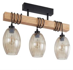 Brilagi - Плафон WOOD GLASS 3xE27/60W/230V бор/черен/димно бежов