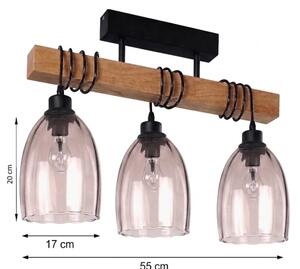 Brilagi - Плафонен полилей WOOD GLASS 3xE27/60W/230V бор/черен/опушено бежово