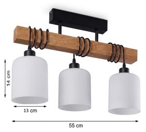 Brilagi - Плафонен полилей WOOD GLASS 3xE27/60W/230V бор/черен/бял