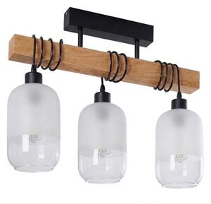 Brilagi - Плафонен полилей WOOD GLASS 3xE27/60W/230V бор/черен/бял