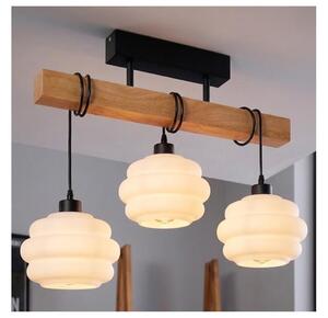 Brilagi - Таванен полилей WOOD GLASS 3xE27/60W/230V бор/черен/бял