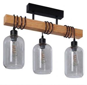 Brilagi - Плафониера WOOD GLASS 3xE27/60W/230V бор/черен/димно сив