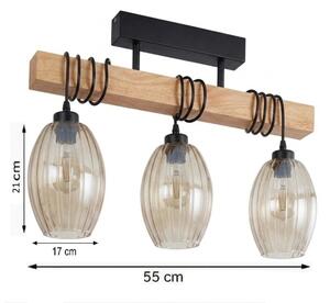 Brilagi - Плафон WOOD GLASS 3xE27/60W/230V бор/черен/димно бежов