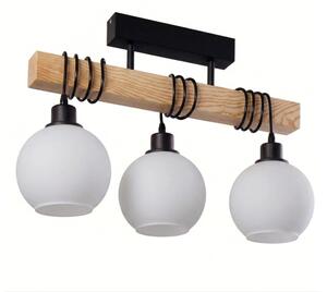 Brilagi - Прикрепен полилей WOOD GLASS 3xE27/60W/230V бор/черен/бял