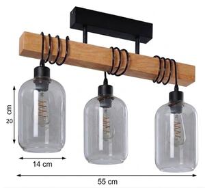 Brilagi - Плафониера WOOD GLASS 3xE27/60W/230V бор/черен/димно сив