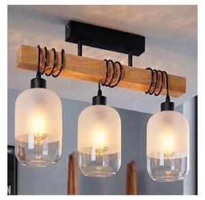 Brilagi - Плафонен полилей WOOD GLASS 3xE27/60W/230V бор/черен/бял