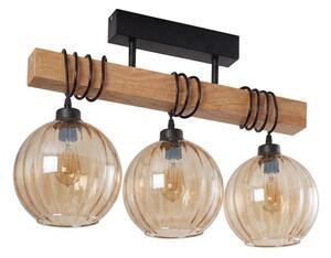 Brilagi - Плафонен полилей WOOD GLASS 3xE27/60W/230V борова/черен/опушено-кафяв