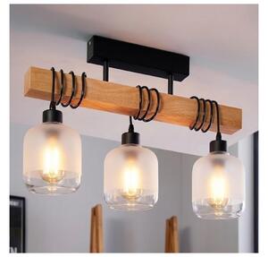 Brilagi - Повърхностно монтиран полилей WOOD GLASS 3xE27/60W/230V бор/черен/бял