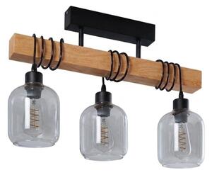 Brilagi - Повърхностно монтирана люстра WOOD GLASS 3xE27/60W/230V бор/черно/пушено сиво