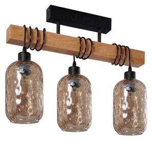 Brilagi - Плафонен полилей WOOD GLASS 3xE27/60W/230V бор/черен/димно кафяв